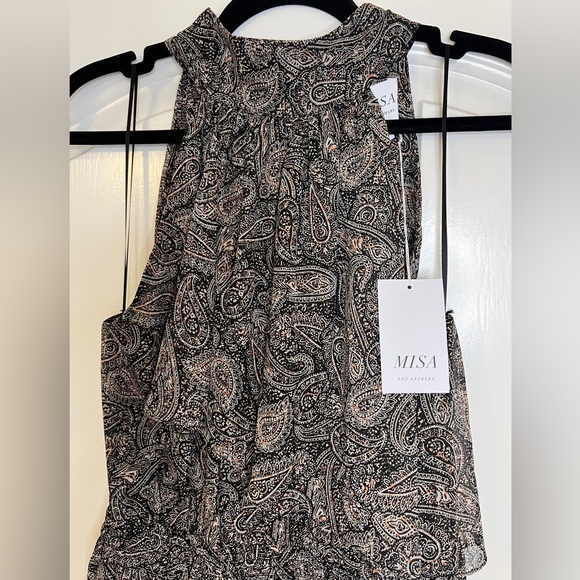 MISA Los Angeles Aneva Midi Halter Dress Paisley Shimmer White WMN SZ MEDIUM NWT - Picture 4 of 13